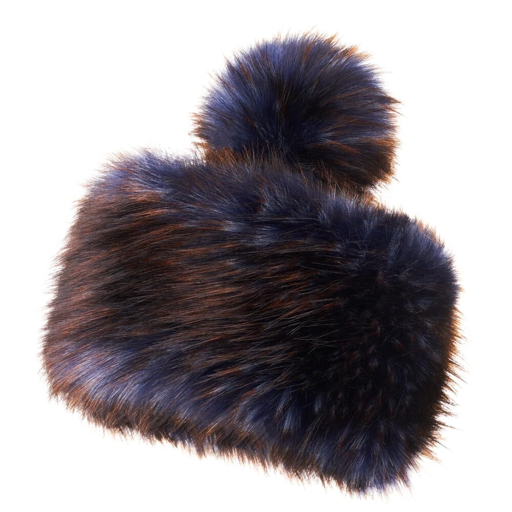 2013 Classic Pom Hat - Faux Fur Trim Hats - Warm Winter Cap L, Navy Blue